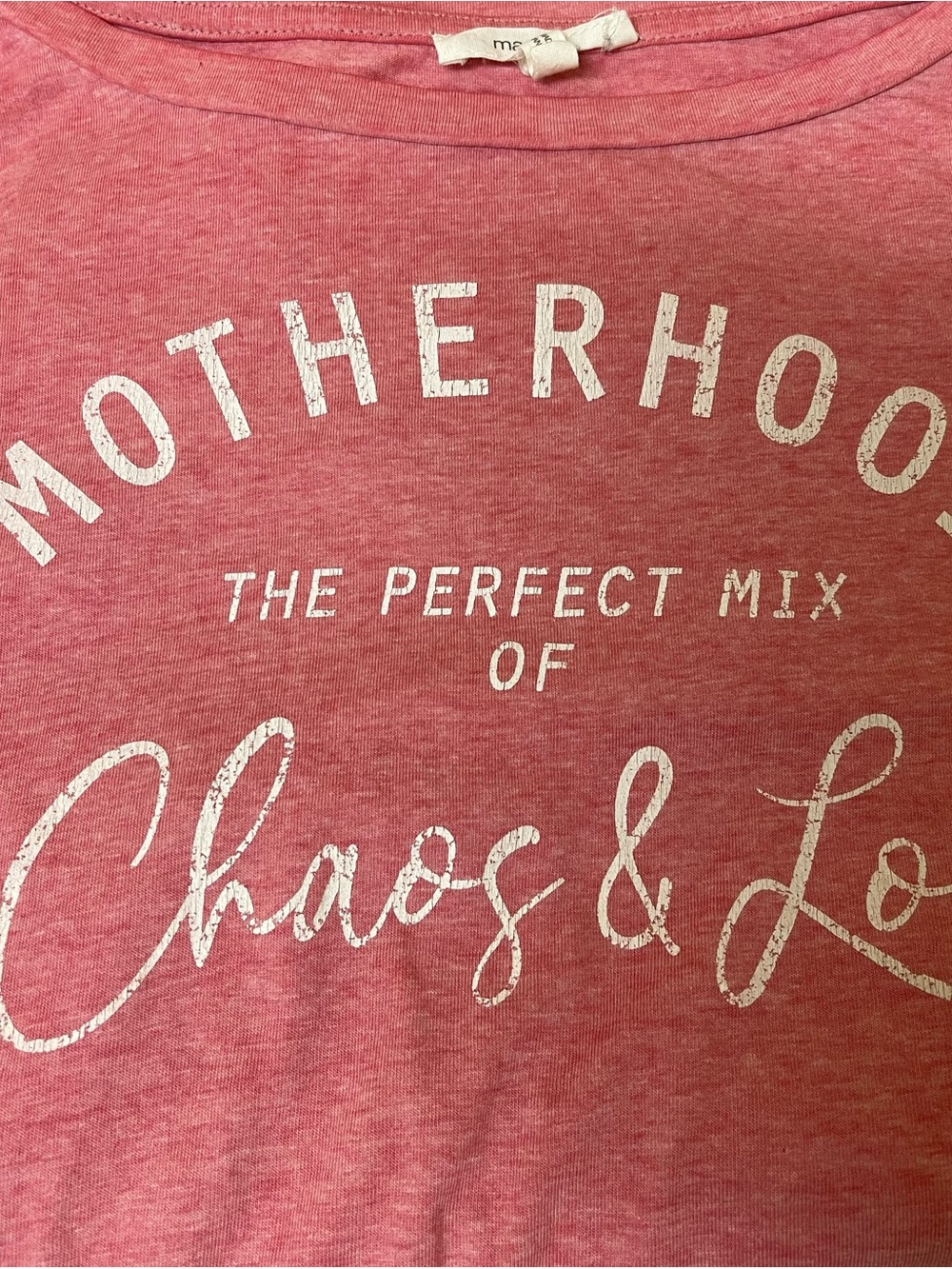 Maurices Pink Graphic Tee with White Distressed Print